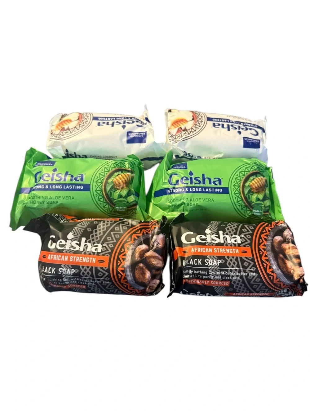Geisha Soap Bundle - Mixed Scents (Aloe Vera, Coconut and Black Soap)